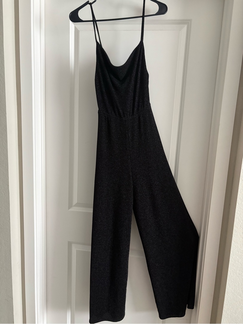 Audrey 3+1 Black Sparkle Cowl-Neck Jumpsuit